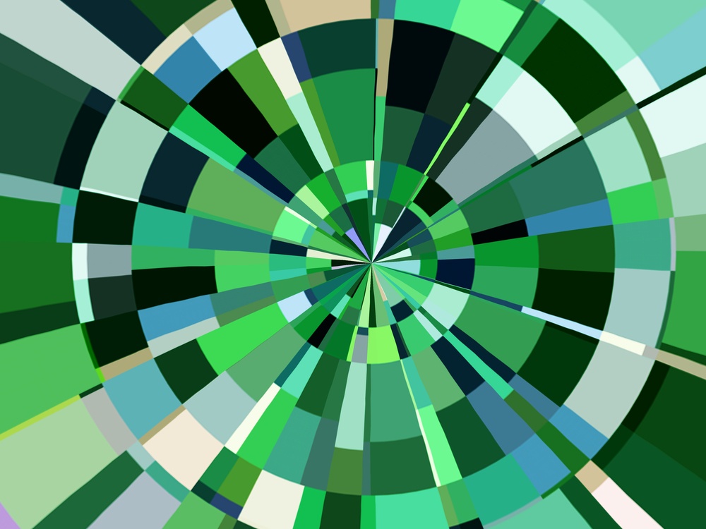 Multicolored radial abstract illustration rather like a circular target for darts or arrows